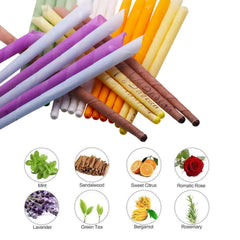 Natural ear candles, 32 pieces (8 colors), cylinder fragrance, hollow cone candles with 16 protective discs