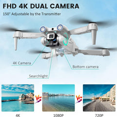 OKYUK i3 PRO Drone with 4K Camera, 50-Min Flight Time, Under 139g, 200-Meter FPV Transmission, Brushless Motor, Follow-Me/Return/Photography/Video, RC Quadcopter for Beginners and Adults (Gray)