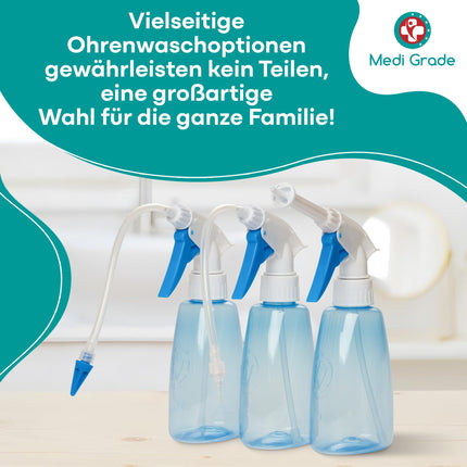 Medi Grade Ear Cleaning - Earwax Remover - Safe Pump for Earwax Removal 300 ml - Environmentally Friendly Ear Cleaning Set - Improves Hearing