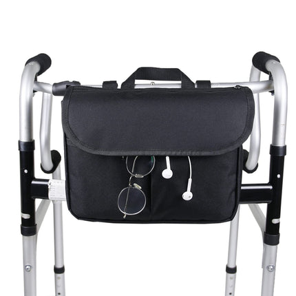 Side Wheelchair Bag, Oxford Cloth Sturdy Handle Wheelchair Bag Large Capacity Wheelchair Storage Bag Walker Accessories (Black)