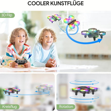 Mini Drone with Camera HD 1080P for Kids Beginners, TOMZON RC Quadcopter with Colorful LEDs, Long Flight Time, 360° Propeller Protection/Throw Go/3D Flip/, Helicopter Remote Controlled Toy Drone Indoor