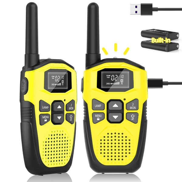 Walkie Talkie Set of 2 Children Rechargeable with Built-in Li-Ion Battery, NXGKET Walkie Talkie Toy for Girls Boys Ages 5 and Up, 16 Channels Radios with Flashlight for Outdoor Games, Camping, Hiking