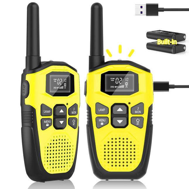 Walkie Talkie Set of 2 Children Rechargeable with Built-in Li-Ion Battery, NXGKET Walkie Talkie Toy for Girls Boys Ages 5 and Up, 16 Channels Radios with Flashlight for Outdoor Games, Camping, Hiking
