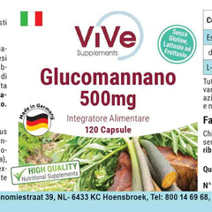 Glucomannan 500mg - 120 vegan capsules from konjac root extract - natural bulking agent, fiber | Quality from Germany by ViVe Supplements