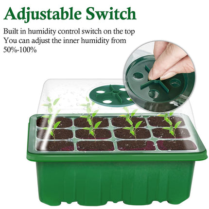 Fohil 10 Pieces Indoor Greenhouse Propagator, Mini Greenhouse Propagation Set, Plastic Propagation Trays with Small Garden Tools and Plant Label, 12 Holes, Ideal for Seedling Plant Cultivation