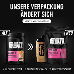 ESN Designer Whey Protein Powder, Vanilla, 1 kg, up to 23 g protein per serving, ideal for building and maintaining muscle - made in Germany