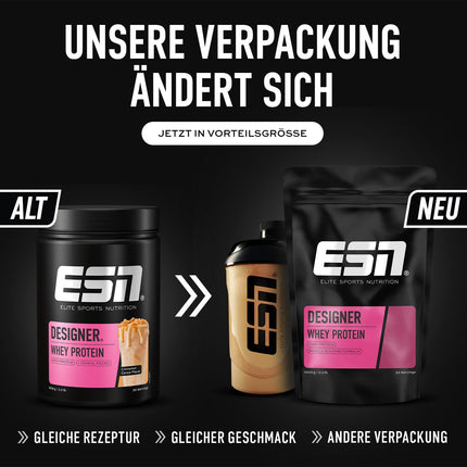 ESN Designer Whey Protein Powder, Vanilla, 1 kg, up to 23 g protein per serving, ideal for building and maintaining muscle - made in Germany
