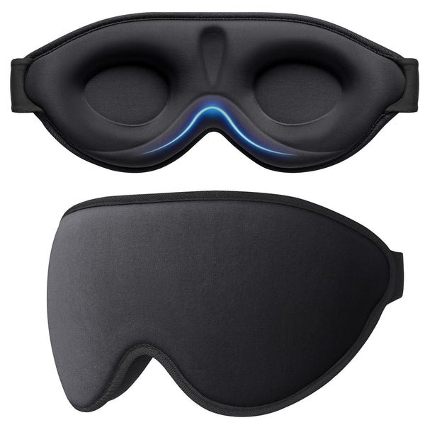 Gritin Sleep Mask for Side Sleepers, 3D Eye Sockets Sleep Mask with Adjustable Elastic Strap, Light Blocking and Breathable, Comfortable &amp; Ergonomic Eye Mask for Men and Women, 2 Pairs of Earplugs