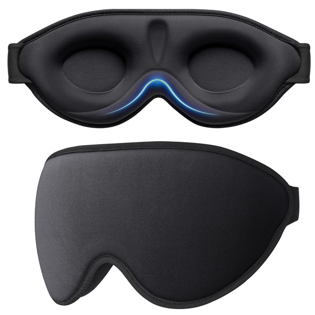 Gritin Sleep Mask for Side Sleepers, 3D Eye Sockets Sleep Mask with Adjustable Elastic Strap, Light Blocking and Breathable, Comfortable &amp; Ergonomic Eye Mask for Men and Women, 2 Pairs of Earplugs