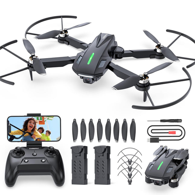 DEERC Drone with 1080P Camera for Kids, RC Quadcopter D75 Foldable with Wifi Transmission, Long Flight Time, Brushless Motor, Altitude Hold, One Key Start Drone Game Gift for Beginners Boys, C0