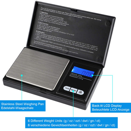 200g/0.01g pocket scale - Ascher digital pocket scale, 200 x 0.01g, pocket scale, precision scale, digital scale, gold scale, coin scale