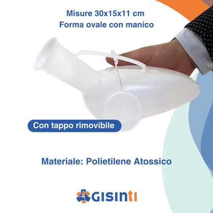 Gisinti - Urine Man Portable Urinal for Men, Male Urinal made of non-toxic polyethylene, Made in Italy, 1 Piece, Color White