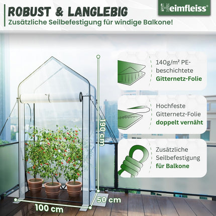 Heimfleiss® Tomato Greenhouse for Balcony &amp; Garden | Small Tomato Greenhouse | Winter-Proof Plastic Greenhouse | Tomato House Plant Tent Made of Plastic &amp; Metal Frame | Balcony Greenhouse