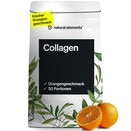 Collagen Powder 500 g – Collagen Hydrolysate Peptides – Collagen Type 1 and 3 – fresh orange flavor, perfect solubility, natural, laboratory-tested and produced in Germany