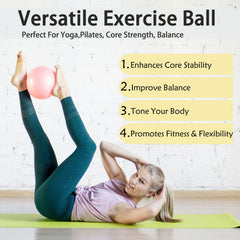 PROIRON Exercise Ball Small 25cm, Pilates Ball with Training Instructions, Fitness Ball Small with Inflatable Straw, Gym Ball for Pilates, Yoga, Full Body Workout - Pink