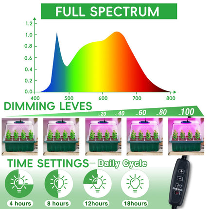 YAUNGEL Indoor Greenhouse Grow Box with Plant Lamp, 4 Pieces Mini Greenhouse Grow Set with Timing Controller Adjustable Brightness, Thicken Small Greenhouse with Raised Lid