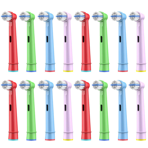 Pack of 16 children's brush heads compatible with Braun Oral B children's electric toothbrush, ultra soft bristles.
