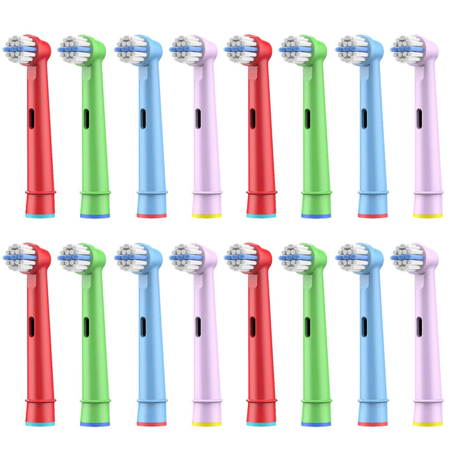 Pack of 16 children's brush heads compatible with Braun Oral B children's electric toothbrush, ultra soft bristles.