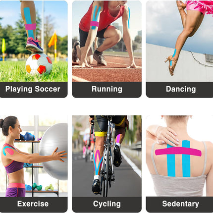 Kinesiotapes &lt;40 PCS&gt; Kinesiology Tape Strips Precut, Elastic Athletic Tape for Joint Support &amp; Muscle Pain Relief &lt;5cm, 25cm/Trip&gt; Cotton Waterproof Sports Tape (Mix-4)