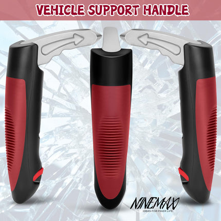 NINEMAX Car Exit Aid for Seniors, 2-Piece Grab Handle for Cars to Get Out of the Car with Belt Cutter for Disabled Pregnant Women (Red)