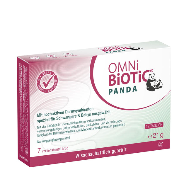OMNi BiOTiC PANDA | 7 servings (21g) | 4 bacterial strains | 3 billion germs per daily dose | Powder | Vegan | Gluten-free | Lactose-free | For daily use | Suitable for mother and child