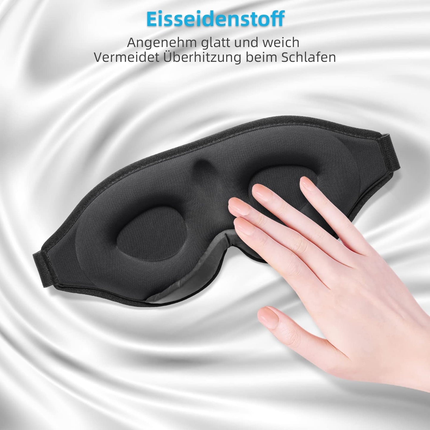 2025 Innovative Schlafmaske für Herren und Frauen. 100% Licht blockierend Ergonomische, einstellbare Augenmaske mit Ohrstöpseln Schlaf, Nickerchen, Meditation, Reisen, angenehme Nachtruhe(Schwarz)