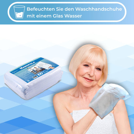 MEDICAL SUD PROFESSIONAL Disposable handles, waterproof, for the cleaning and hygiene of bedridden patients, made in Italy, 100 pieces