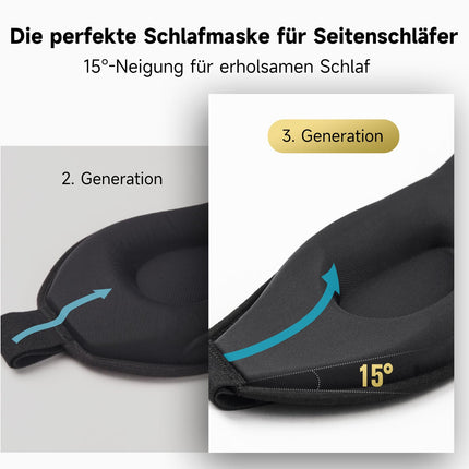 Umisleep Breathable 3D Sleep Mask for Side Sleepers, Comfortable, Lightweight Sleeping Eye Mask for Men and Women, with Storage Bag &amp; Earplugs for Airplane, Travel, Office, Black
