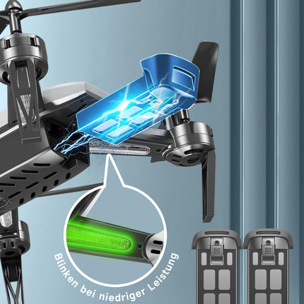 Wipkviey T6 drone with 1080p camera, RC quadcopter for beginners, WiFi FPV drone with 2 batteries, gravity sensor, flip mode, one-button takeoff/landing, one-button return, headless mode