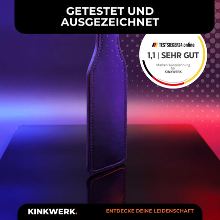 KINKWERK spanking paddle made of high-quality synthetic leather | Intense stimulation for men and women | Ergonomic with wrist strap | Versatile for play and performance