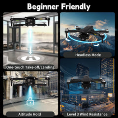 Toladrone TD12LCD Drone with Camera Drone with LCD Screen Remote Control Brushless Motor Drone Optical Flow Positioning Drones for Kids RC Quadcopter for Adults