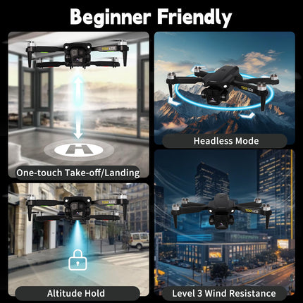Toladrone TD12LCD Drone with Camera Drone with LCD Screen Remote Control Brushless Motor Drone Optical Flow Positioning Drones for Kids RC Quadcopter for Adults