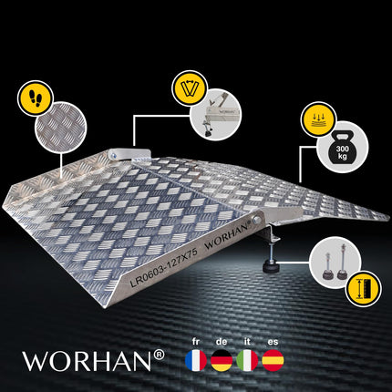 WORHAN Mobile threshold ramp Variable height adjustment Loading platform Step ramps Wheelchair ramp Aluminium ramp Door threshold ramp TR87