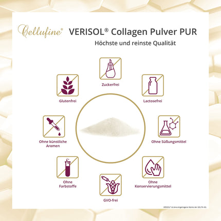 Cellufine® Premium VERISOL Collagen Powder 300 g I Beauty Collagen Powder with bioactive collagen peptides I natural &amp; without preservatives, 120 servings with very high bioavailability