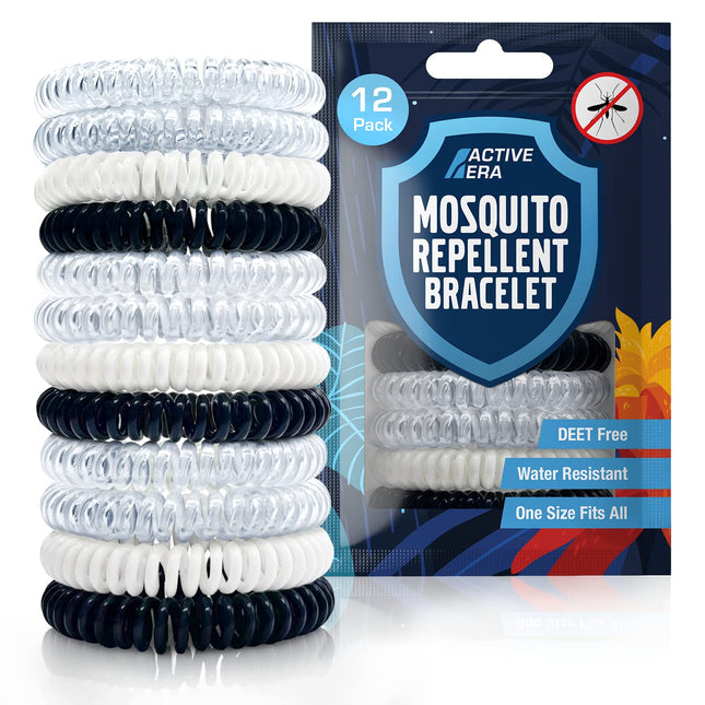 Active Era Mosquito Repellent Bracelet (12 pcs), Mosquito Repellent Outdoor, Camping - Mosquito Bracelet for Children &amp; Adults - Natural Anti-Mosquito Protection, Waterproof, 10 Day Protection, 100% DEET-free - Modern