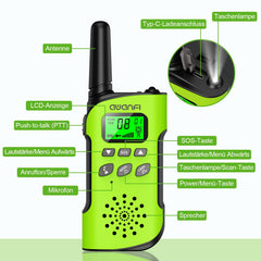 AWANFI Walkie Talkie Kids, Walkie Talkie Rechargeable Li-ion Battery, Two-Way Radio Set, Walkie Talkie VOX, LCD Flashlight, Key Lock, Walkie Talkie for Gift Camping Adventure, 3-12 Years