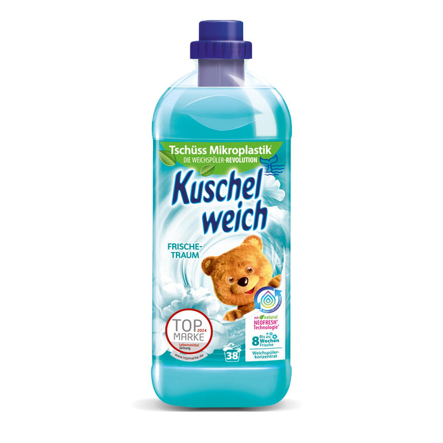 Kuschelweich fabric softener fresh dream, skin compatibility dermatologically approved, Kuschelweich fabric softener without microplastics, 1 liter for up to 38 wash loads, 1037.48 grams