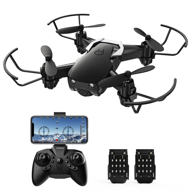 Mini Drone with 720P Camera for Kids, TEEROK RC FPV Quadcopter with WiFi Live Transmission, 2 Batteries, Long Flight Time, Altitude Hold, One Key Takeoff/Landing, Headless Mode, 3D Flips for Beginners