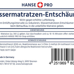 Hanse Pro Air Binder Set for Waterbeds, 2 x 250 ml Air Stop, 2 x 15 ml Waterbed Defoamer | Care | Air Binder | Air Solvent | Eliminates air noise in waterbeds | Bubble Stop