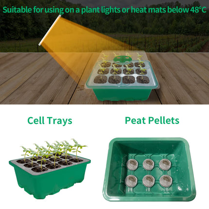 Indoor greenhouse cultivation box, 6 pieces 72 cells mini greenhouse cultivation set, seedling starter trays greenhouse cultivation tray with lid and ventilation for seedling plant