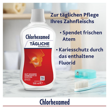 Chlorhexamed Daily Mouthwash, 500 ml for daily care and cleaning with antibacterial mouthwash