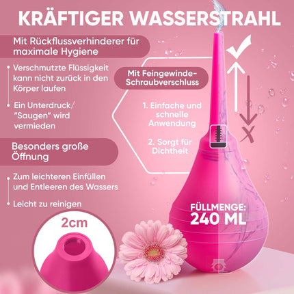 Long.Session® Enema for Colon Cleansing (240ml) SPECIAL PRICE, With anti-reflux function, Anal douche for women, Butt shower, Enemas for colon cleansing, Intimate douche
