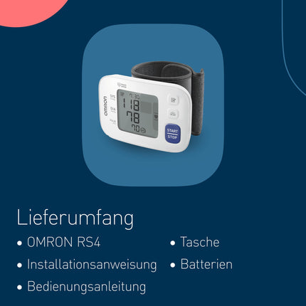 OMRON RS4 Automatic Wrist Blood Pressure Monitor, test winner Stiftung Warentest 11/2023, clinically validated, with memory, positioning sensor for accurate measurement, cuff fit control