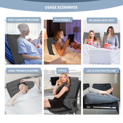 Nevife Inflatable Wedge Pillow for Reflux, Anti-Snoring, Acid Reflux, and GERD. Positioning Wedge Pillow for Knee, Arm, Pregnancy, and Side Swelling. (Gray)