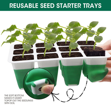 MYMULIKE 5 Pack Silicone Indoor Greenhouse Grow Box with Plant Lamp, Self-Watering Mini Greenhouse Small Grow Kit, Grow Box Reusable for Tomatoes, Peas, Beans, Peppers