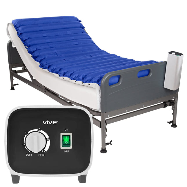 Vive alternating pressure mattress, 12.7 cm, air mattress, mattress for bedsores and ulcers, treatment of bedridden patients, inflatable, quiet alternative cover, suitable for hospital bed, including electric