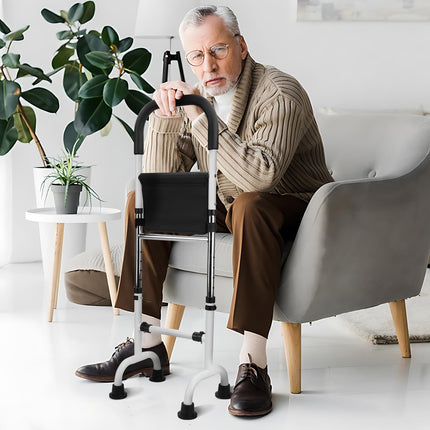 Standing aid for seniors, 6-level height-adjustable standing aid from the bed with non-slip feet, 300 lbs load-bearing carbon steel frame, standing aid for toilet &amp; chair