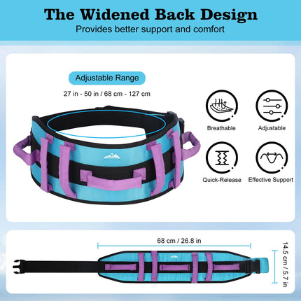 supregear walking belt - non-slip transfer aid with 7 handles and quick release, ideal for the care of elderly people, Aqua