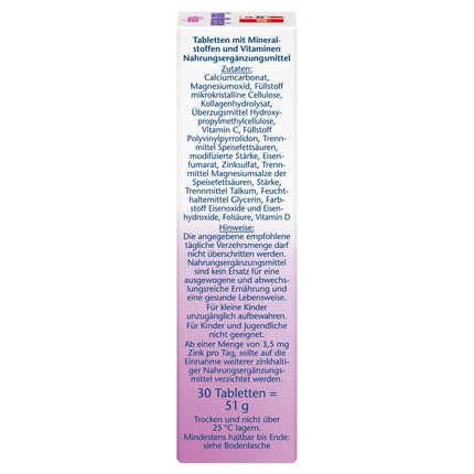Doppelherz Women's Minerals + Collagen - Calcium, Folic Acid, Collagen Hydrolysate + Trace Elements - 30 DEPOT Tablets