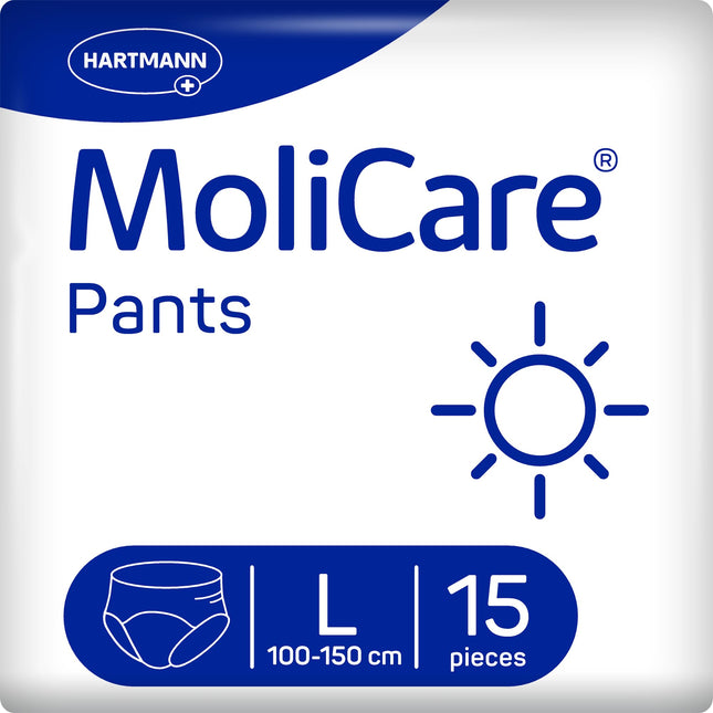 MoliCare® Pants Day - Incontinence pants for moderate daytime bladder weakness for women and men | reliable &amp; discreet | Size L (100-150cm hip circumference), 15 pieces